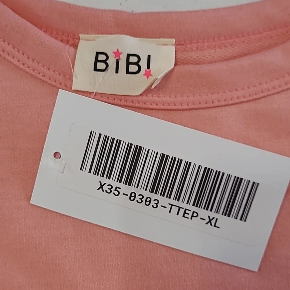 NWT BiBi Pink & Rose Colorblock Short Sleeve Top size XL - Picture 3 of 6